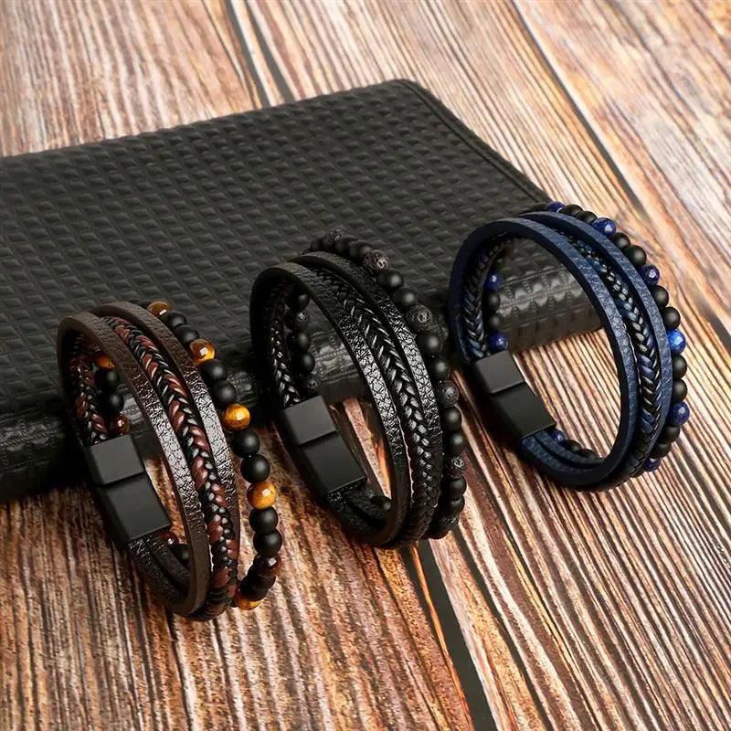 Leather Tiger Eye Bracelet – Pulseira Masculina.